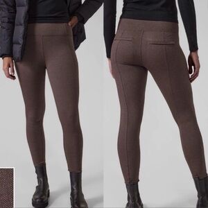 Athleta 3X Delancy Herringbone Tight Brown 0216 Leggings Brown Pockets Plus Size